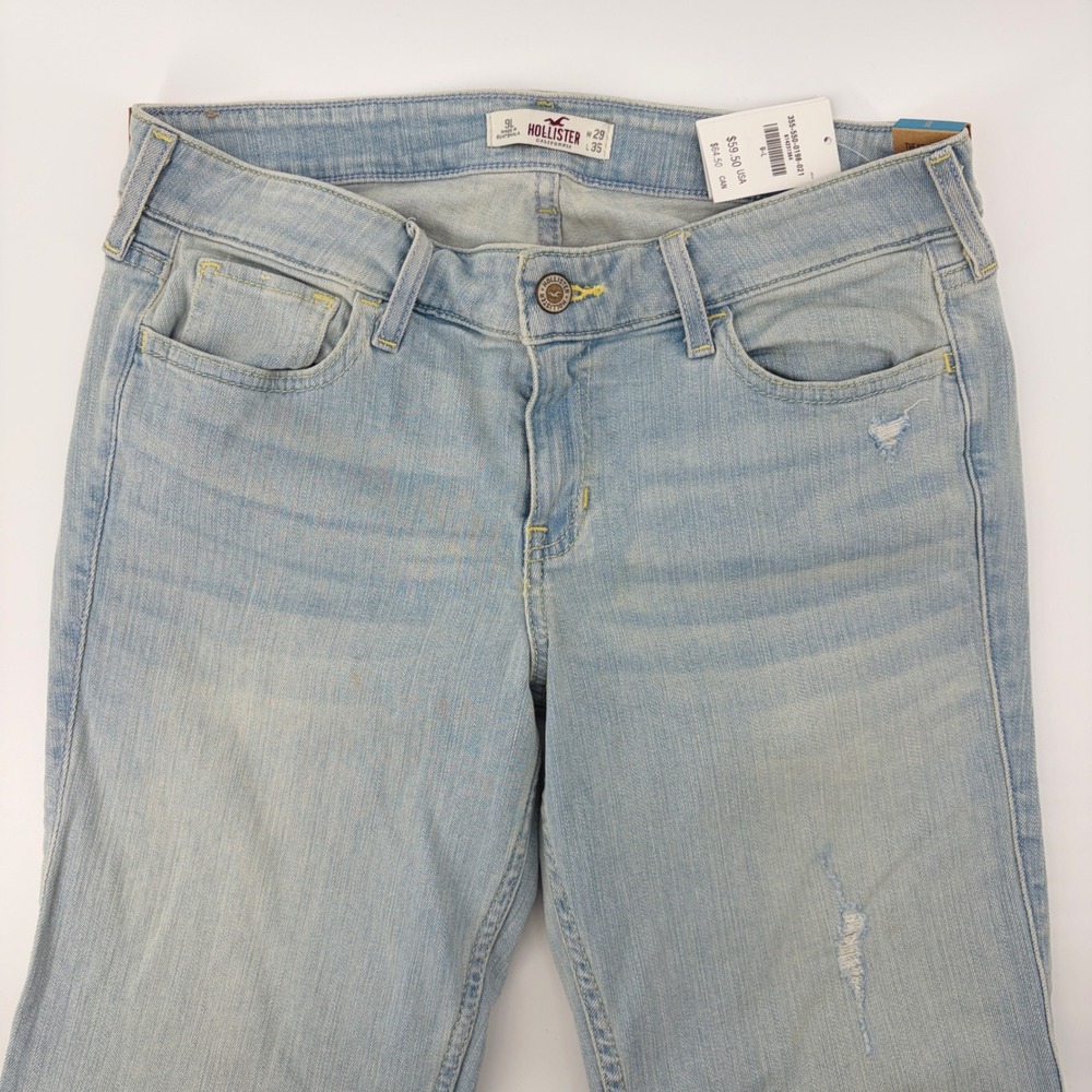 Hollister Jeans Womens 9L NEW Boot Light Wash Distressed Jeans W29 L35